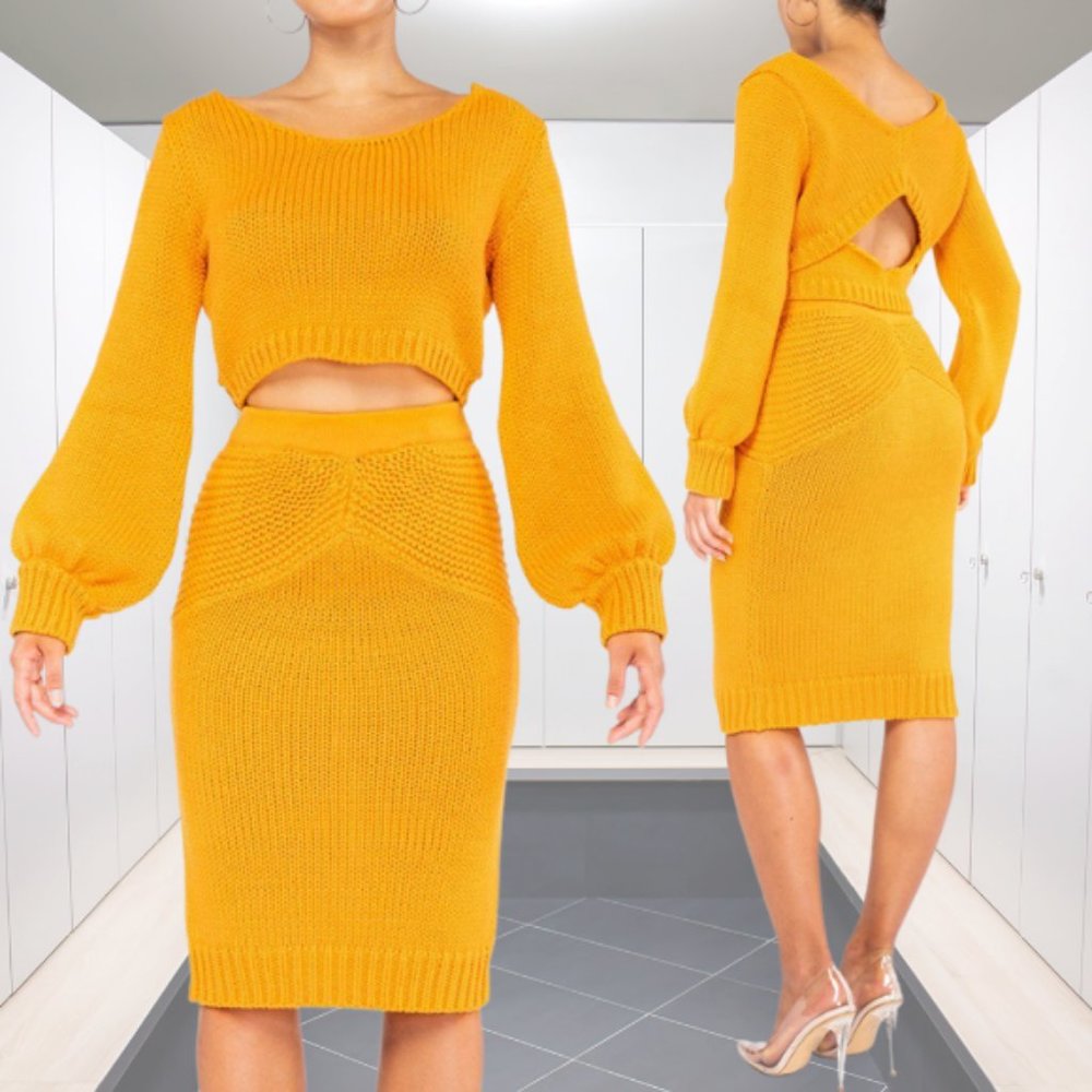 Chunky Sweater Knit Skirt Set